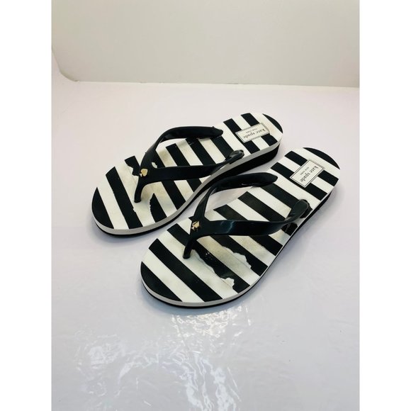 Kate Spade Striped Flip Flops 9 - Picture 1 of 8